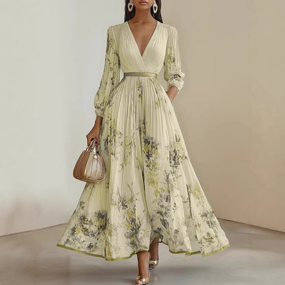 European And American Print Holiday Dress