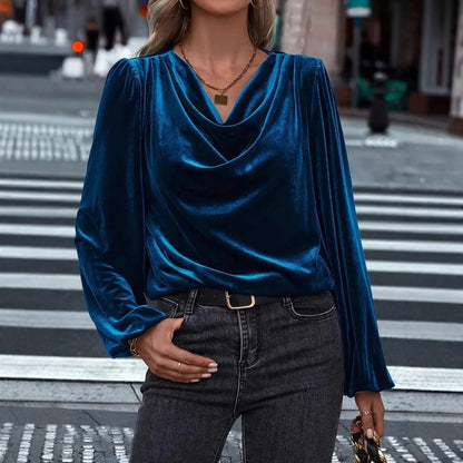 Women's Pile Collar Long Sleeve Top