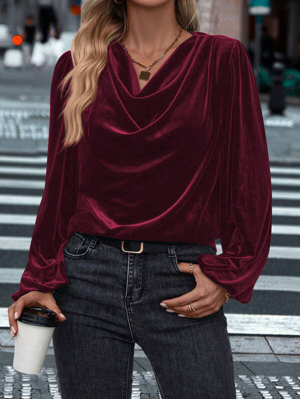 Women's Pile Collar Long Sleeve Top
